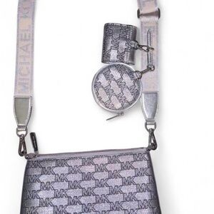 Michael Kors Metallic Silver Crossbody Set